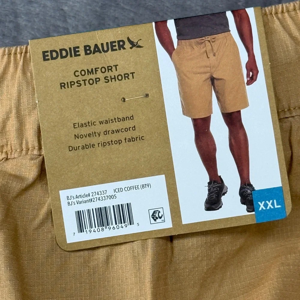 Eddie Bauer Shorts Mens XXL Comfort‎ Ripstop Iced Coffee Tan EB007427 NEW